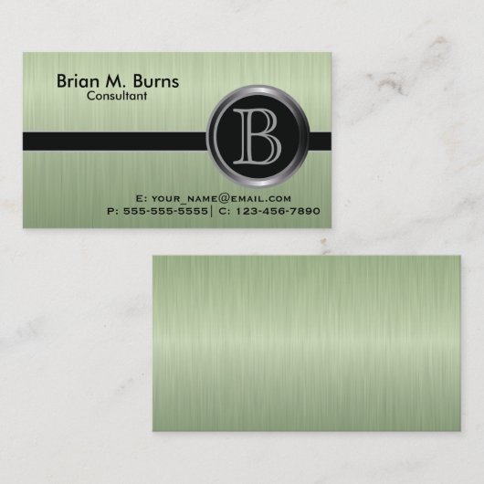 Carte De Visite Monogramme en acier brossé de la périphérie exécut (Devant / Derrière)