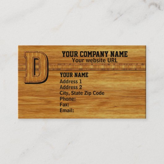 Carte De Visite Monogramme en bois D (Devant)