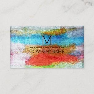 Carte De Visite Monogramme en bois moderne coloré professionnel