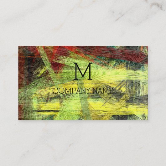 Carte De Visite Monogramme en bois moderne couleur professionnelle (Devant)