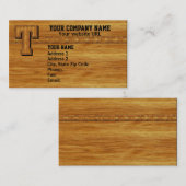 Carte De Visite Monogramme en bois T (Devant / Derrière)