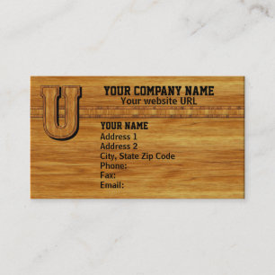 Carte De Visite Monogramme en bois U