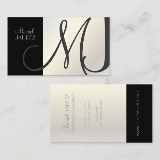 Carte De Visite Monogramme en couleurs rétro (Devant / Derrière)