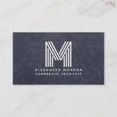 Carte De Visite Monogramme en cuir bleu professionnel (Devant)