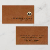 Carte De Visite Monogramme en cuir Brown de luxe (Devant / Derrière)