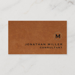 Carte De Visite Monogramme en cuir Brown de luxe