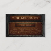 Carte De Visite Monogramme en cuir Brown en bois noir (Dos)