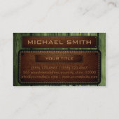 Carte De Visite Monogramme en cuir Brown en bois vert (Dos)