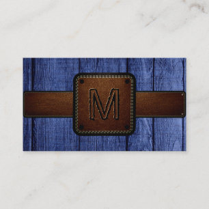 Carte De Visite Monogramme en cuir Brown en bois vintage