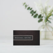 Carte De Visite Monogramme en cuir Brown foncé (Debout devant)