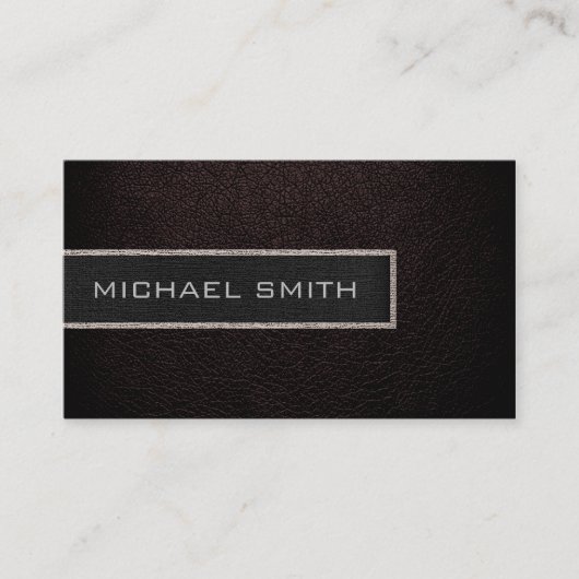 Carte De Visite Monogramme en cuir Brown foncé (Devant)