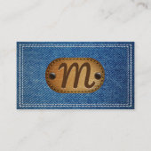 Carte De Visite Monogramme en cuir | Déni double pointillé (Devant)