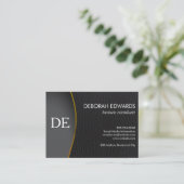 Carte De Visite Monogramme en cuir noir simple (Debout devant)