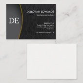 Carte De Visite Monogramme en cuir noir simple (Devant / Derrière)