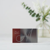 Carte de visite Monogramme en faux acier brossé (Debout devant)
