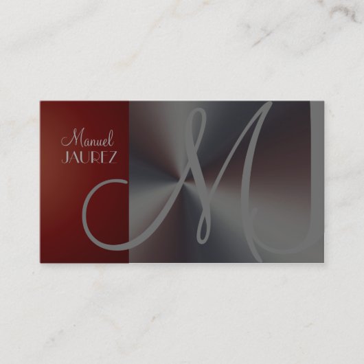 Carte de visite Monogramme en faux acier brossé (Devant)