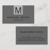 Carte De Visite Monogramme en gris clair professionnel (Devant / Derrière)