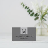 Carte De Visite Monogramme en gris clair professionnel (Debout devant)