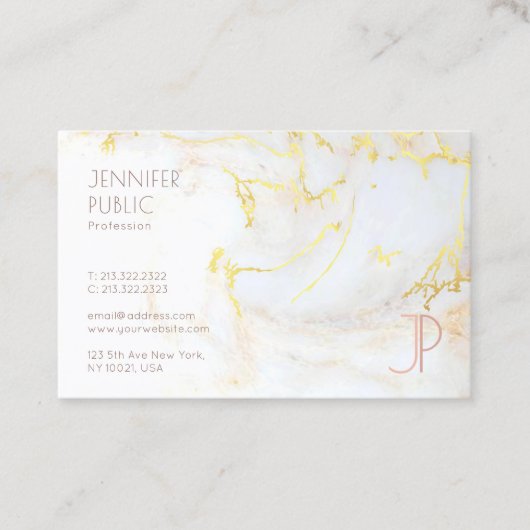 Carte De Visite Monogramme en marbre doré moderne professionnel él (Devant)