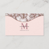 Carte De Visite Monogramme en marbre doré Rose moderne à roulettes (Devant)