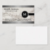 Carte De Visite Monogramme en marbre gris moderne (Devant / Derrière)