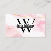 Carte De Visite Monogramme en marbre rose | Parties scintillant d' (Dos)