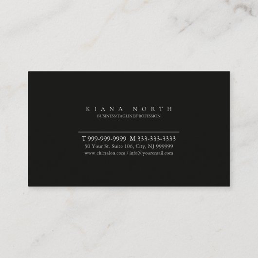 Carte De Visite Monogramme en marbre simple Noir Blanc Std ID672 (Dos)