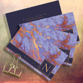 Carte De Visite Monogramme en marbre simple violet et or ID672