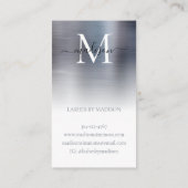 Carte De Visite Monogramme en métal brossé gris argent élégant Scr (Dos)