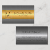 Carte De Visite Monogramme en métal en acier inoxydable de luxe or (Devant / Derrière)