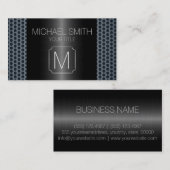 Carte De Visite Monogramme en métal inoxydable de luxe gris (Devant / Derrière)