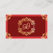 Carte De Visite Monogramme en or rouge profond Code QR photo (Devant)