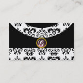 Carte De Visite MONOGRAMME EN PIERRE DAMASK GEM, 2 platine (Dos)
