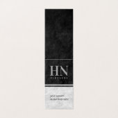 Carte De Visite Monogramme en pierre noire et grise Comptable plié (Extérieur déplié)