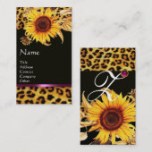 CARTE DE VISITE MONOGRAMME EN PIERRE ROSE DE FOURRURES ET LÉOPARD (Devant / Derrière)