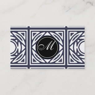 Carte De Visite Monogramme encadré élégant d'indigo