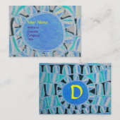 Carte De Visite MONOGRAMME ÉNERGIE SOLAIRE SUN bleu jaune noir (Devant / Derrière)