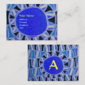 Carte De Visite MONOGRAMME ÉNERGIE SOLAIRE SUN bleu jaune noir (Devant / Derrière)