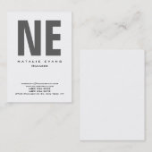 Carte De Visite Monogramme énorme simple et propre en blanc vertic (Devant / Derrière)