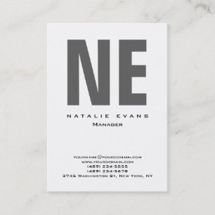 Carte De Visite Monogramme énorme simple et propre en blanc vertic