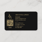 Carte De Visite Monogramme esthétique AG Professionnel Élégant Noi (Dos)