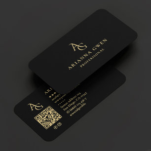 Carte De Visite Monogramme esthétique AG Professionnel Élégant Noi