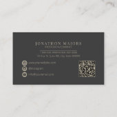 Carte De Visite Monogramme et Angles métalliques Charcoal Grey ID1 (Dos)