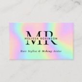 Carte De Visite Monogramme et code QR holographiques de couleurs p (Devant)