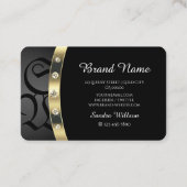 Carte De Visite Monogramme et diamants noirs et or extravagants (Dos)