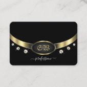 Carte De Visite Monogramme et diamants noirs et or extravagants (Devant)