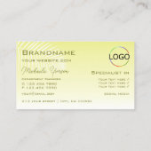 Carte De Visite Monogramme et logo de feuille de palme jaune clair (Dos)