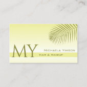 Carte De Visite Monogramme et logo de feuille de palme jaune clair (Devant)