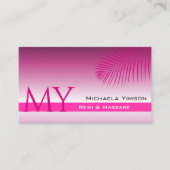 Carte De Visite Monogramme et logo de feuille de palme rose violet (Devant)