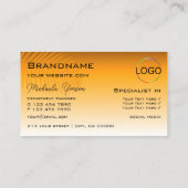 Carte De Visite Monogramme et logo en feuille de palme orange chic (Dos)